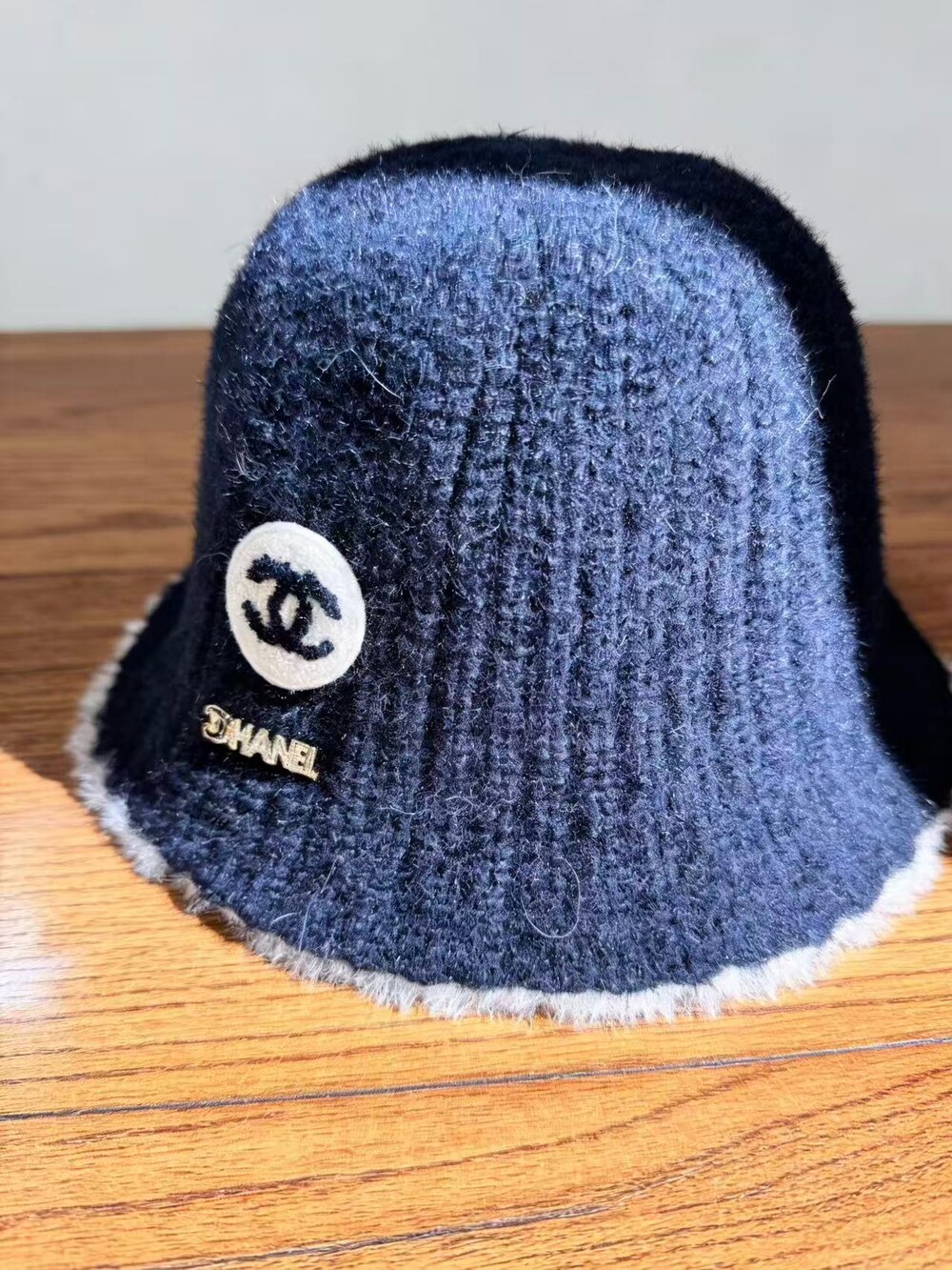 Chanel Shearling Trimmed Knit Beanie - Picture 2 of 4